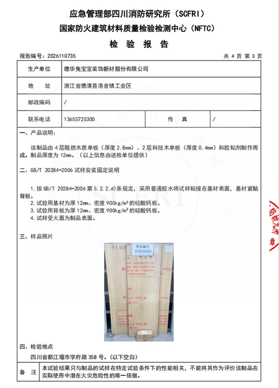 燃燒性能檢測報(bào)告